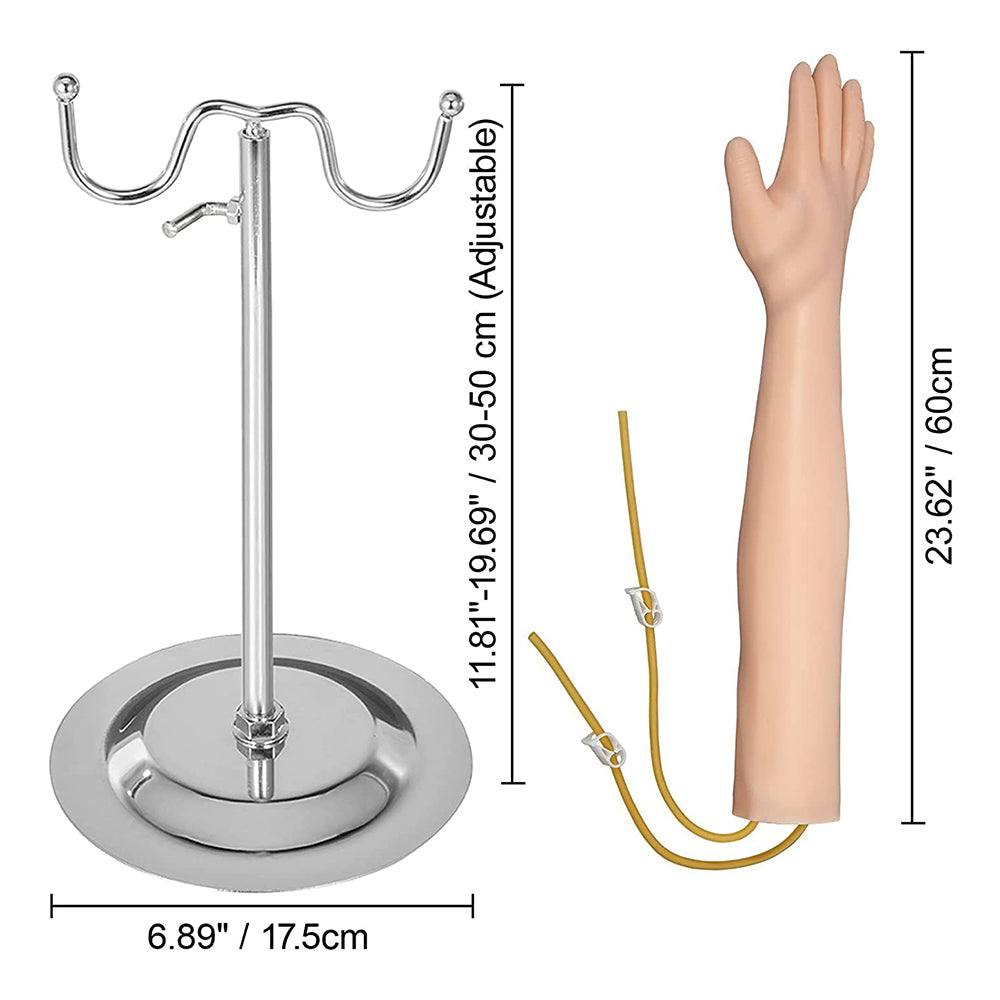 Arm set for injection exercise, plastic, height adjustable, length 60 cm