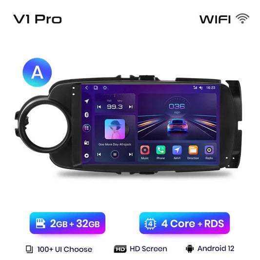 Mobile Phone APP, V1 Pro, 2GB 32GB, AI Voice, Toyota Yaris 2012 2013 20014-2017, Carplay, GPS, 2din autoradio