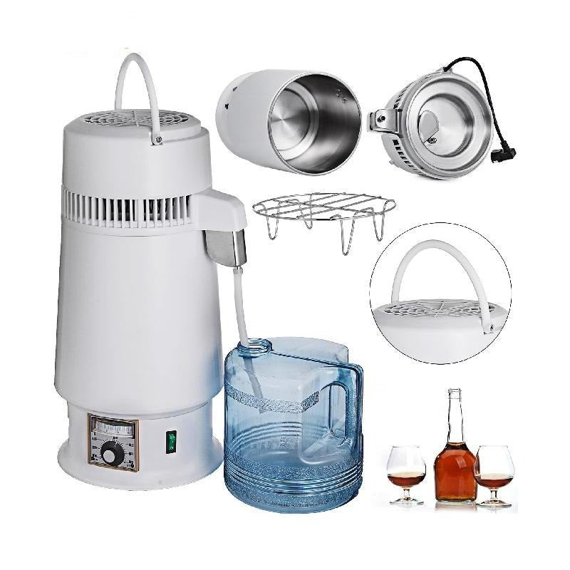 Stainless Steel Water Distiller Filter, Adjustable Temp, 4L Capacity.