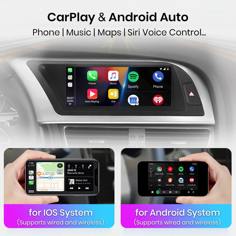 Mp5 Player, for Audi A4 A4L B8, with knob, 6GB, 128GB, 720p, WiFi, White