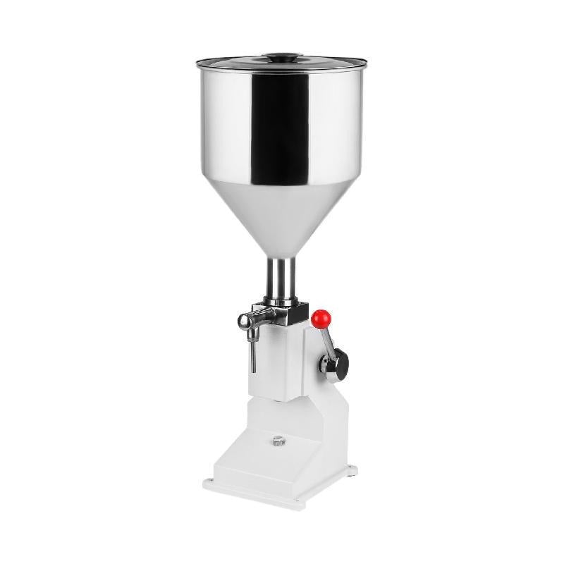 Adjustable manual liquid filling machine for cosmetics and oils, 10 litre capacity, Silver