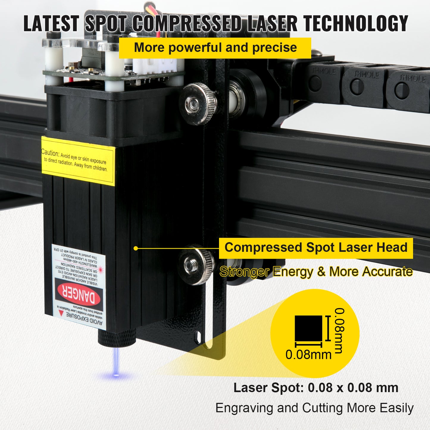 Engraving Machine, 40x40cm, 5.5W, Router, Square Spot, USB, Wi-Fi, Black