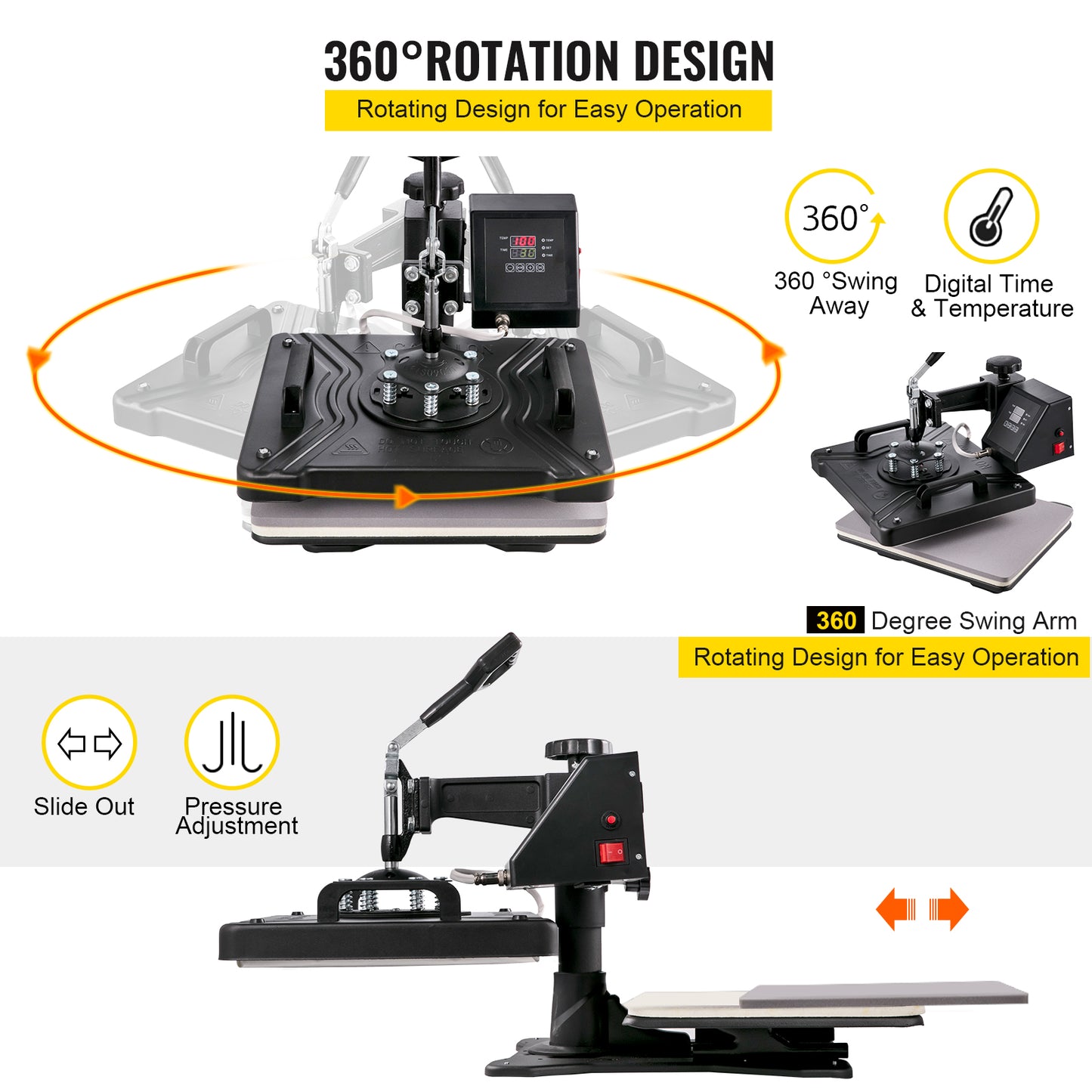 Machine de presse à chaud multifonctionnelle pour chemise, tasse, chapeau, assiette, bouteille – options 5 en 1, 6 en 1, 8 en 1 disponibles.