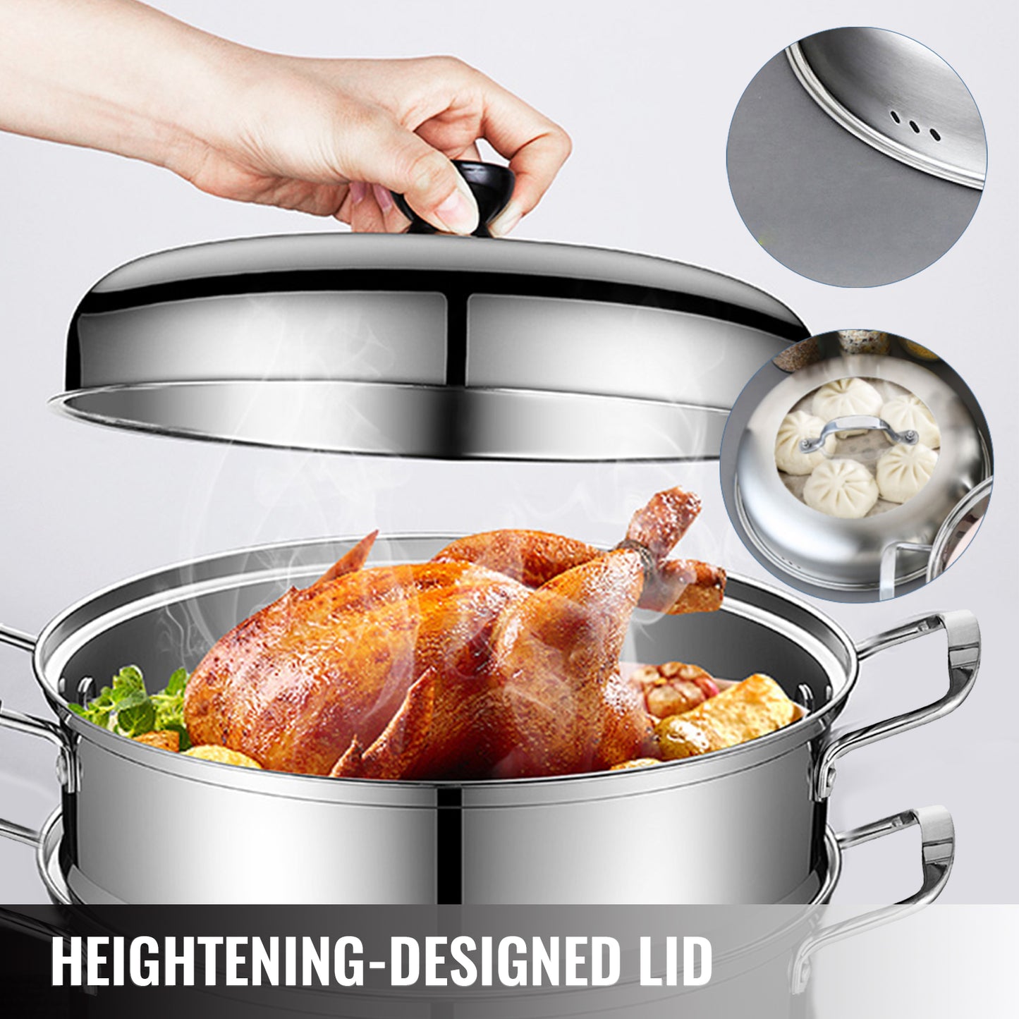 Stainless Steel Pot Steamer for Steaming Food 28cm/30cm