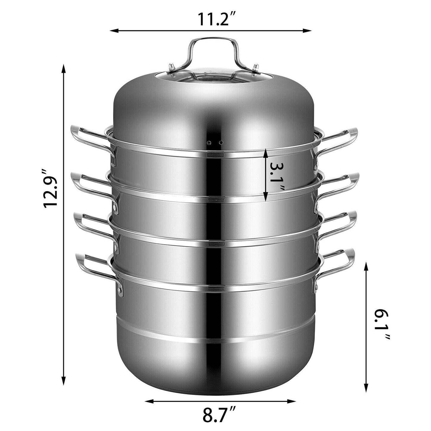 Aparat cu abur din oțel inoxidabil pentru gătirea la abur a alimentelor 28cm/30cm