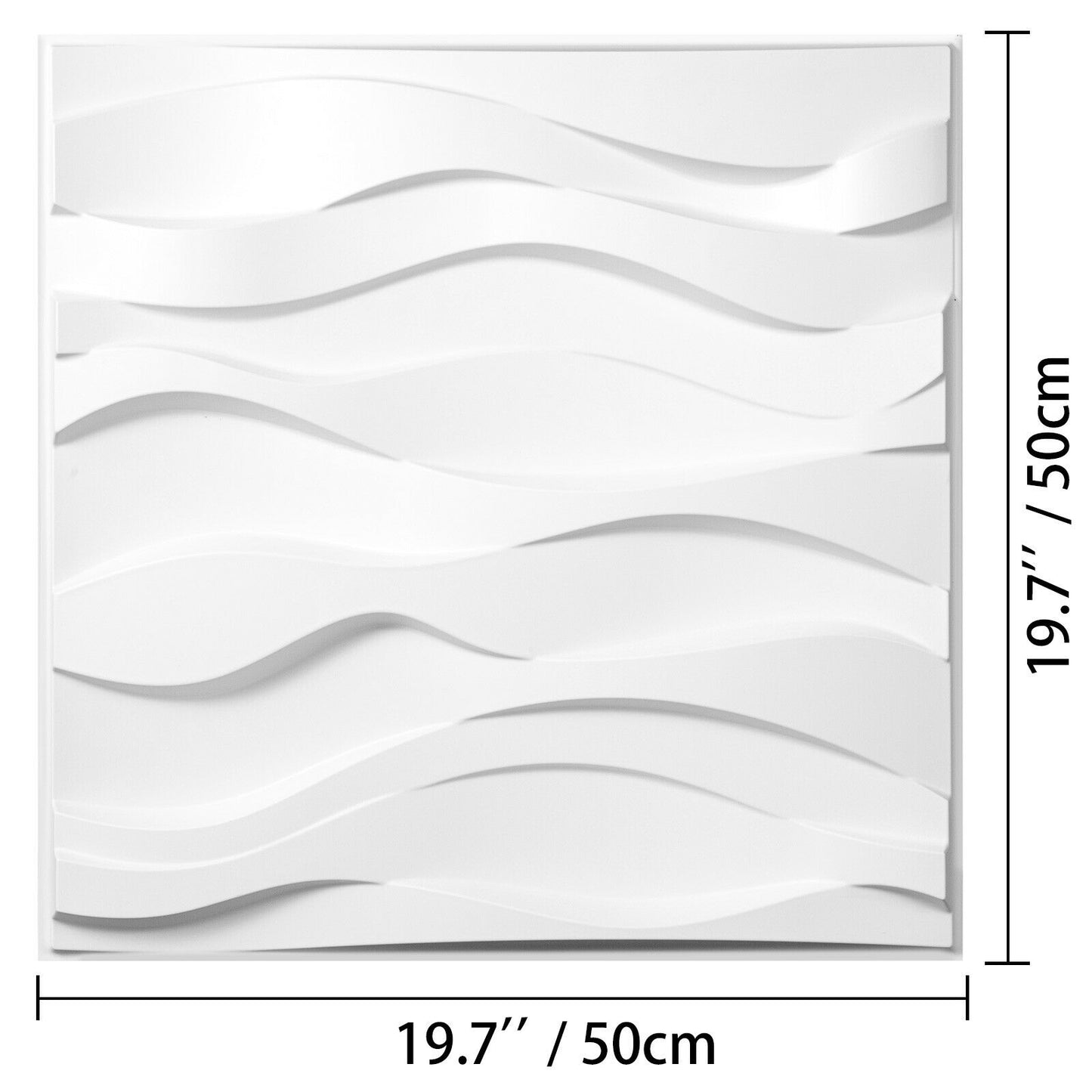 3D Wall Panel Self-Adhesive Tile Waves Design Water Resistant 50x50 cm 13 pcs