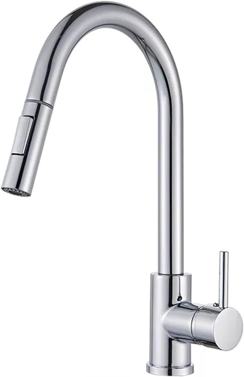 Faucet, Hownifety, Pull Out, Crane Tap Sprayer, Cold Hot Water Mixer, Chrome