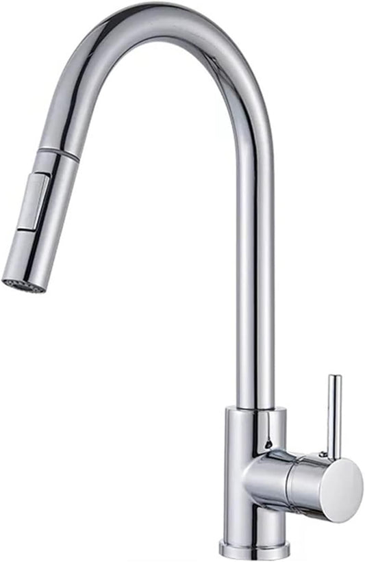 Faucet, Hownifety, Pull Out, Crane Tap Sprayer, Cold Hot Water Mixer, Nickel