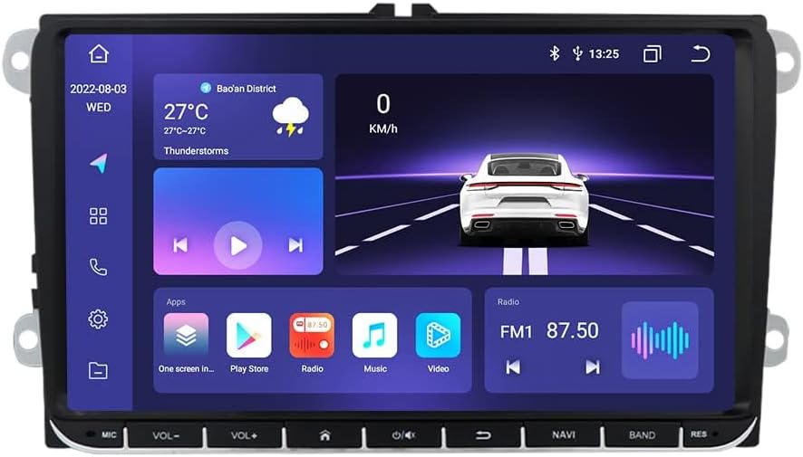 Player multimedia auto, Gearelec, 12LED, 2GB, 32GB, Android 10, Carplay, WiFi, GPS, negru