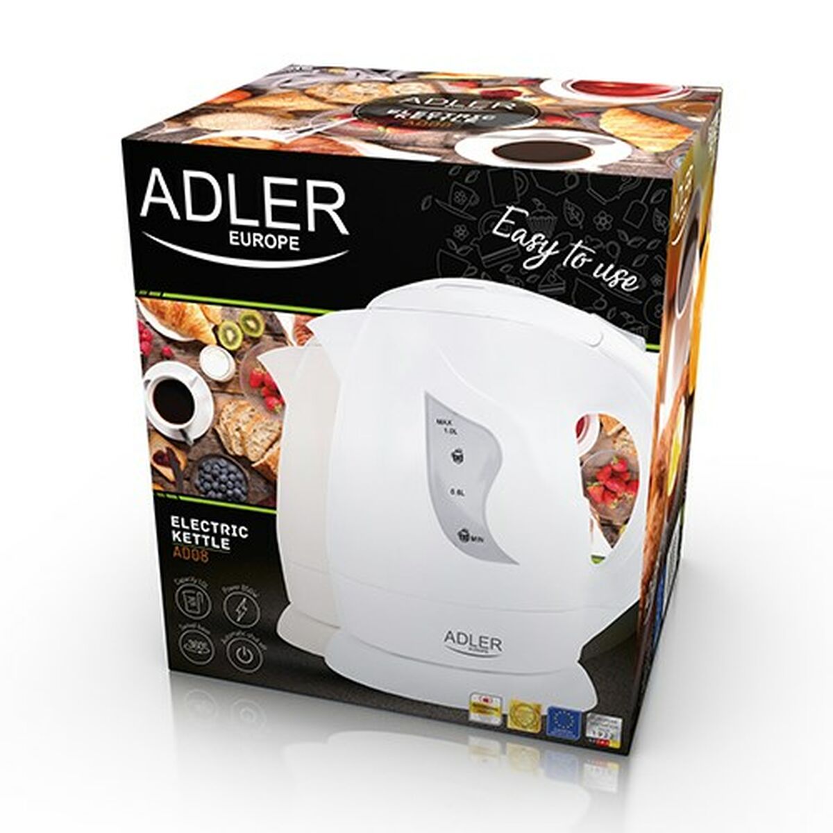 Kettle Adler AD 08b Beige Plastic 850 W 1 L