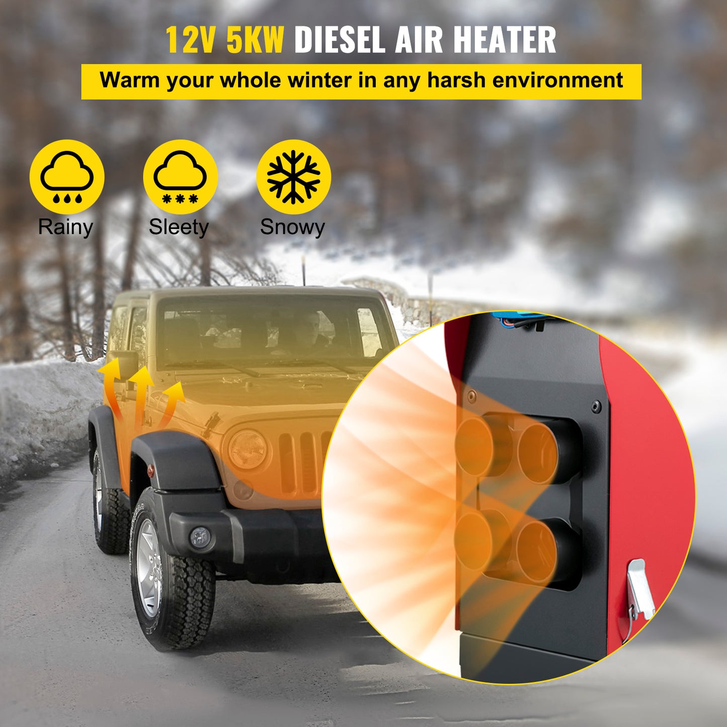 Diesel Air Heater with 4 Outlets - 5KW, 12V Ideal for Car, Bus, RV, Truck & Camper Heating Results Up to 50 Characters Long