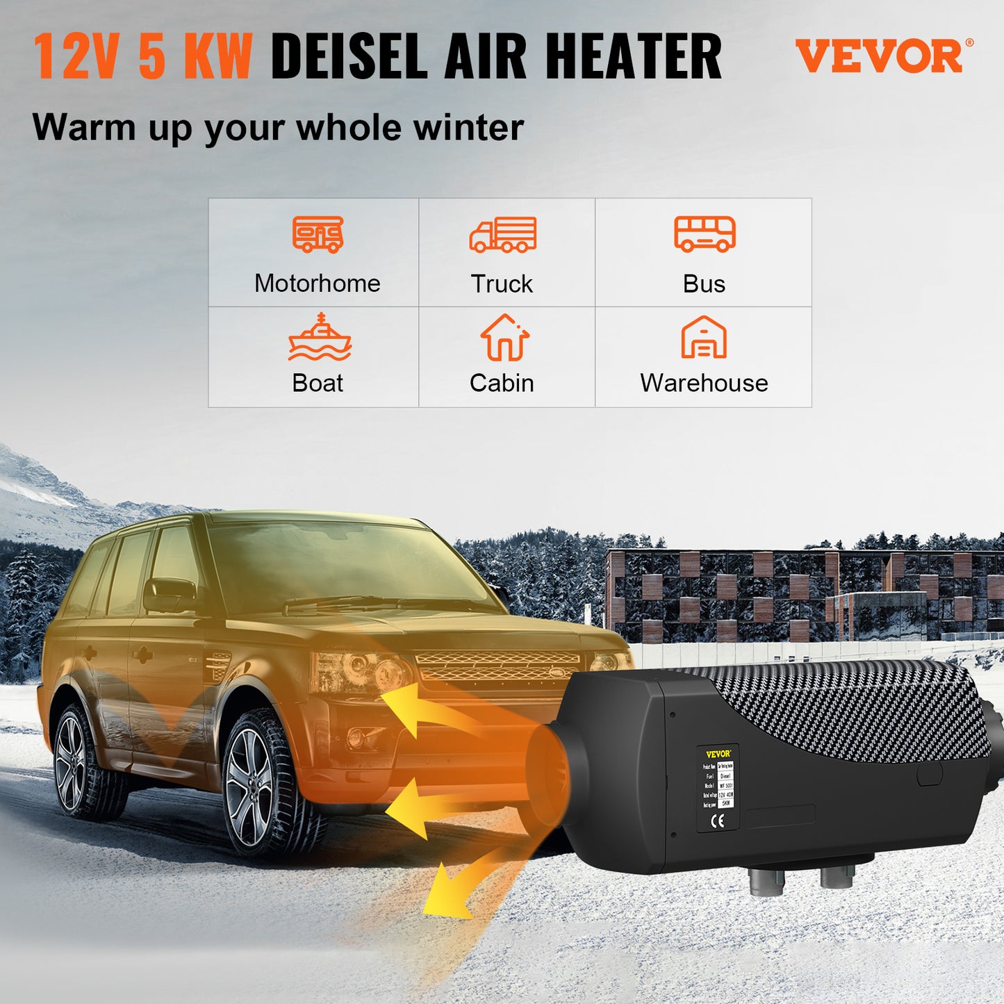 Réchauffeur d'air diesel 5 kW avec écran LCD, réservoir de 15 L – Chauffage de stationnement pour camping-car, bus, camping-car et bateaux