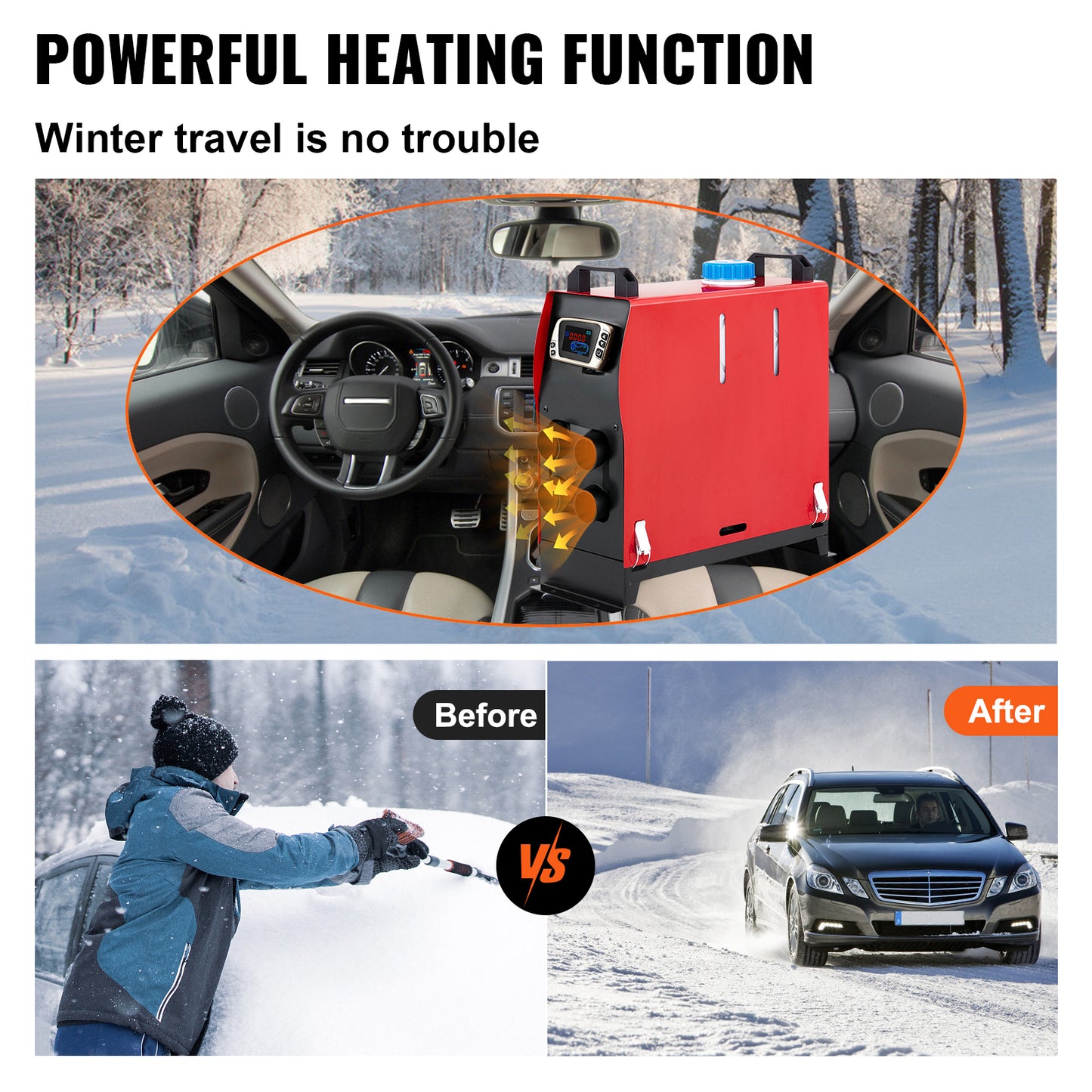 5KW All-In-One Diesel Parking Heater for Car/Truck/Boat - LCD, 12V, 4-Hole (Plateau Edition)