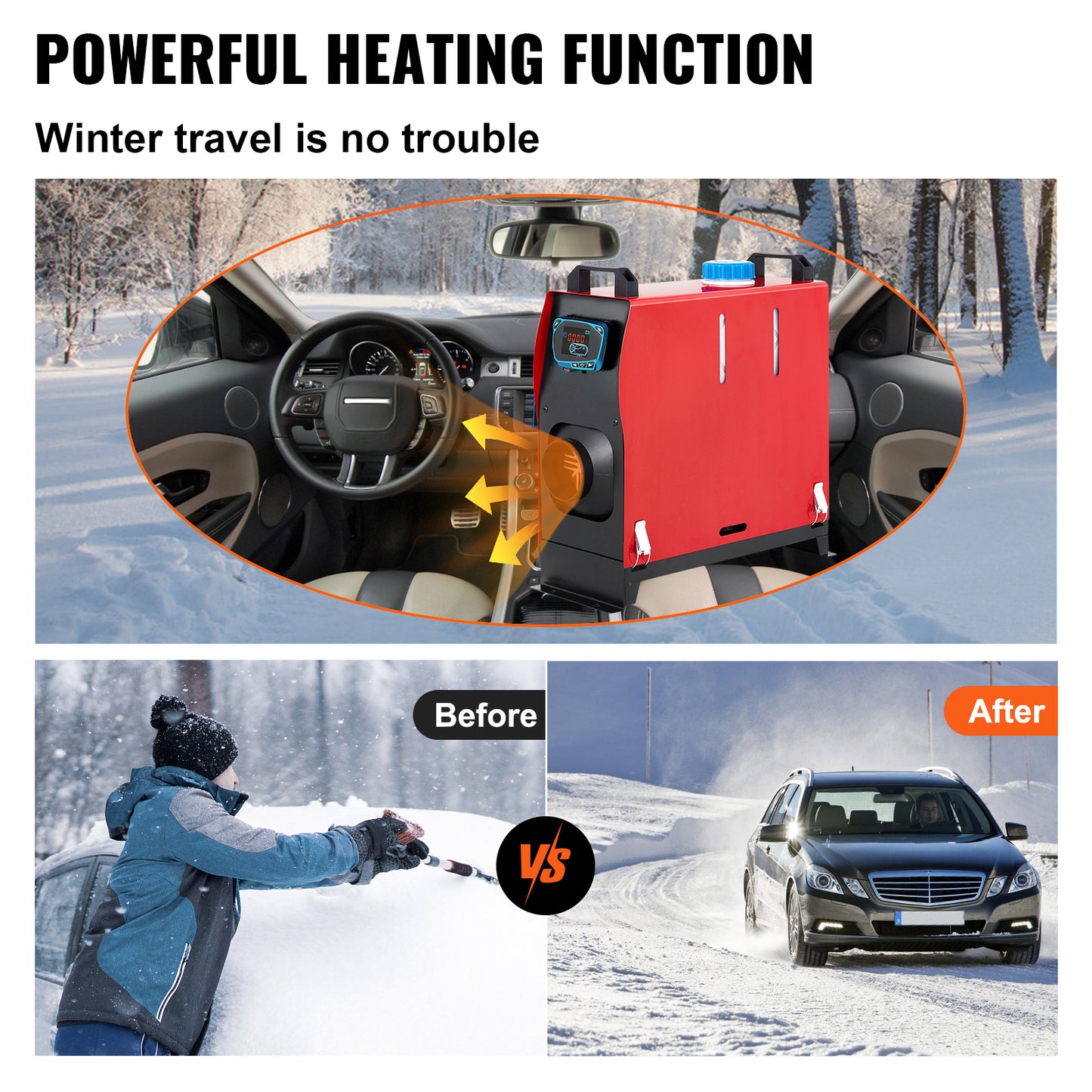 Diesel Air Heater 5KW with LCD & Remote, Muffler Parking, for Truck Boat Car Trailer - 12V.
