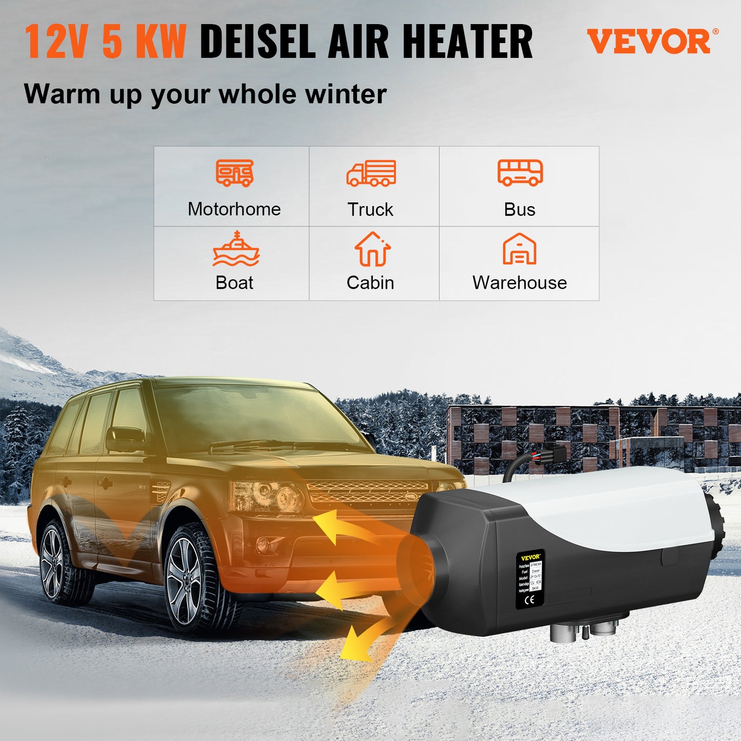 Diesel Car Heater LCD Silencer Fast Heating, 5KW, 12V