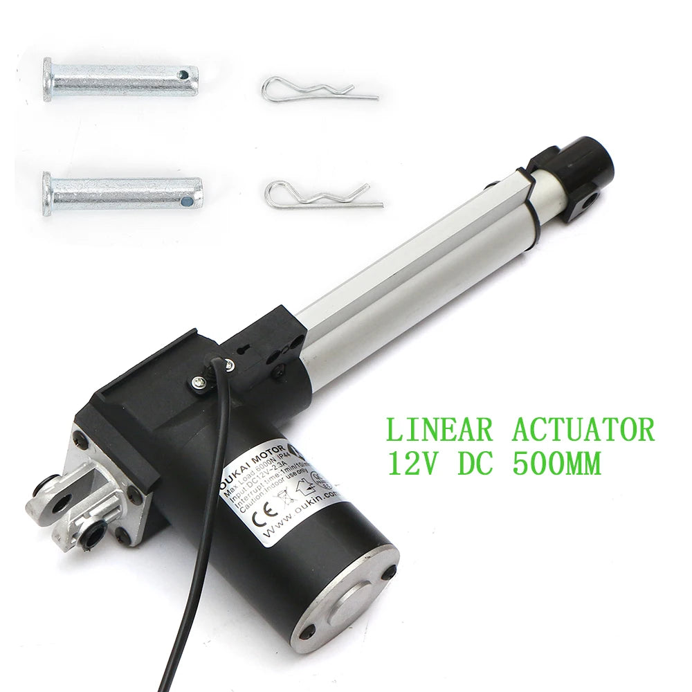 Linear Actuator, 12V, 5mm/s, 6000N, 500mm, 50cm, Black