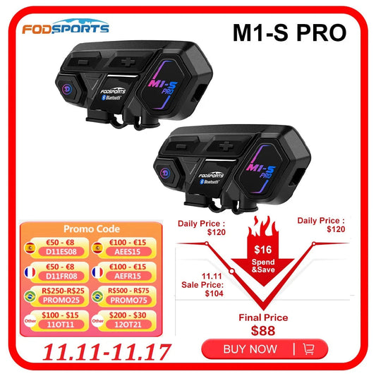 Bluetooth Motorcycle Helmet  M1-S Pro 8 Rider Wireless Intercom BT5.0