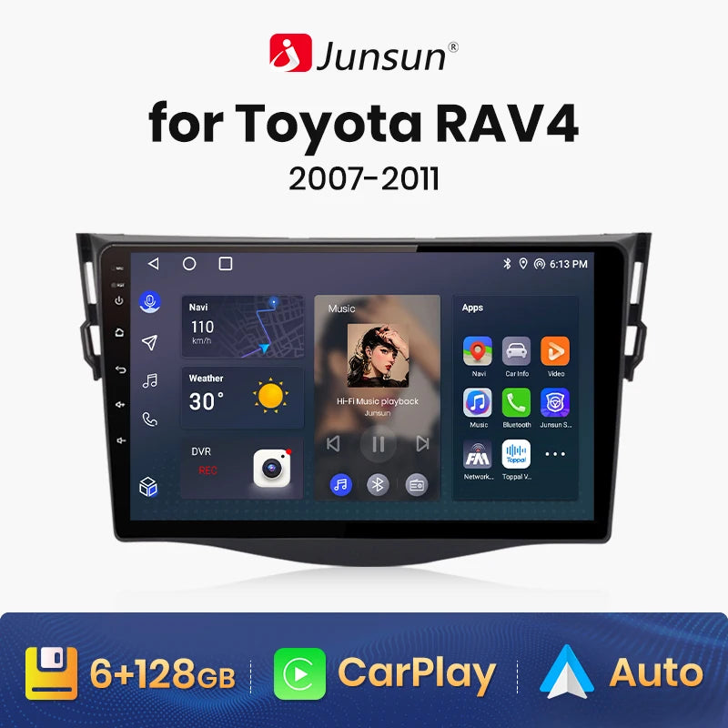 Wireless Speakers, , V1Plus, Android 12, 8+256GB, AI Voice Control, Navigation GPS, Wireless Carplay, 1GB 32GB, Rav4 2007-2011, Black, One Size.