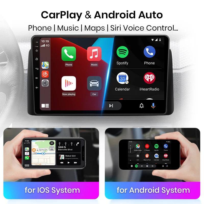 Wireless Speakers  V1 AI Voice CarPlay Android Auto Radio Jeep Compass 2007-2009 4G Multimedia GPS 2din autoradio 1GB 16GB Black (Size: Universal)