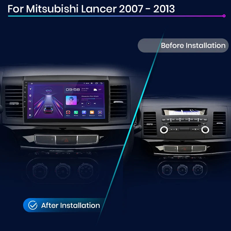 Wireless Speakers, , Mitsubishi Lancer 2007 - 2013 4G, AI Voice, Car Multimedia GPS, 2din autoradio, 
(1GB 16GB) DI-A, Black, Standard Size.