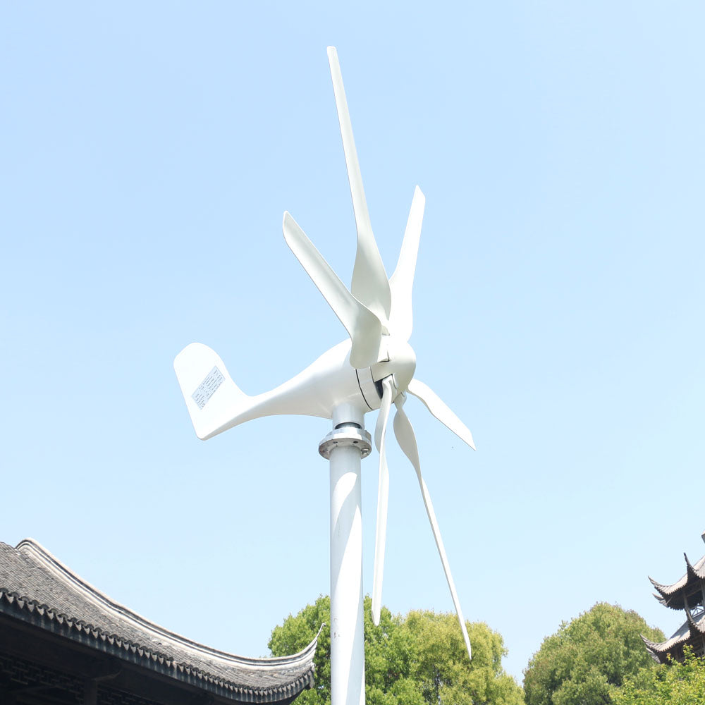Wind Turbine, Fltxny, 800W, 6 Blades, 24V, With MPPT Controller, White
