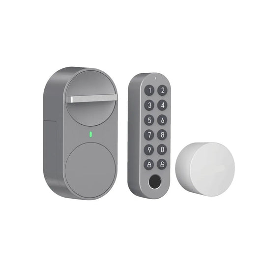 Door Lock, 3in1, EU Plug, Fingerprint, Reversible, WIFI, Zinc Alloy, Gray