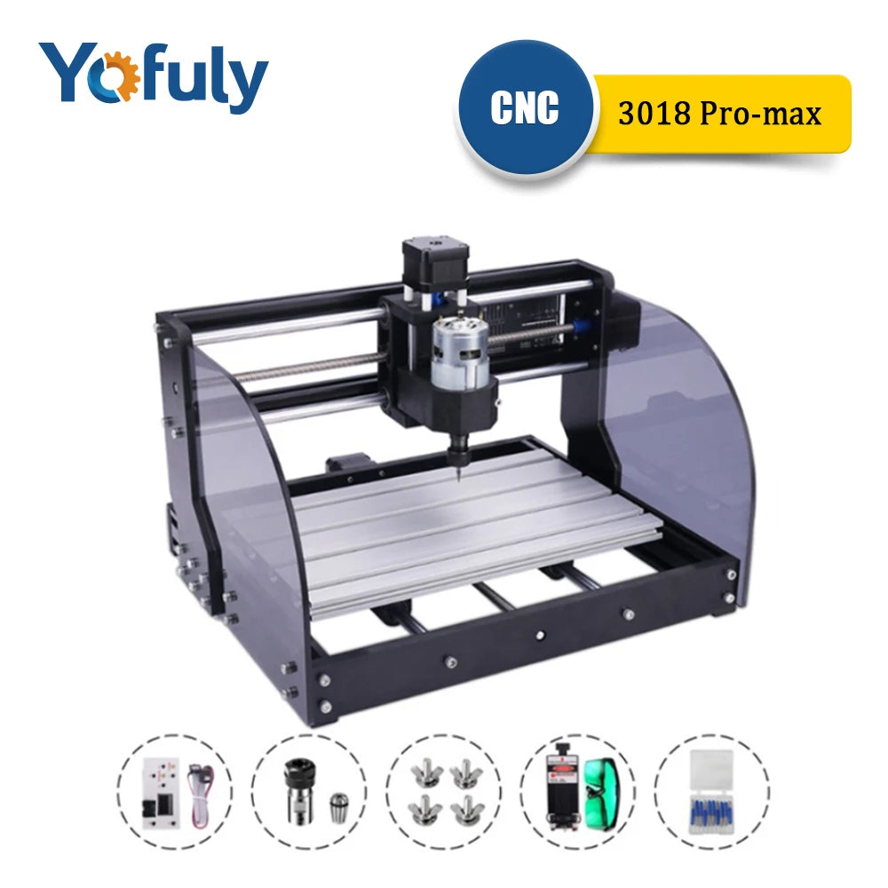 Machine de gravure Yofuly CNC 3018 Pro Max 3 axes GRBL fraisage Laser bois routeur PCB PVC 5500 mw Laser 3018P-M hors ligne