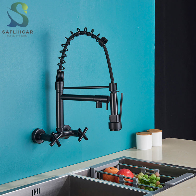 Faucet, Saflihcar, Swivel Side Sprayer, Mixer Tap, Black with Buckle