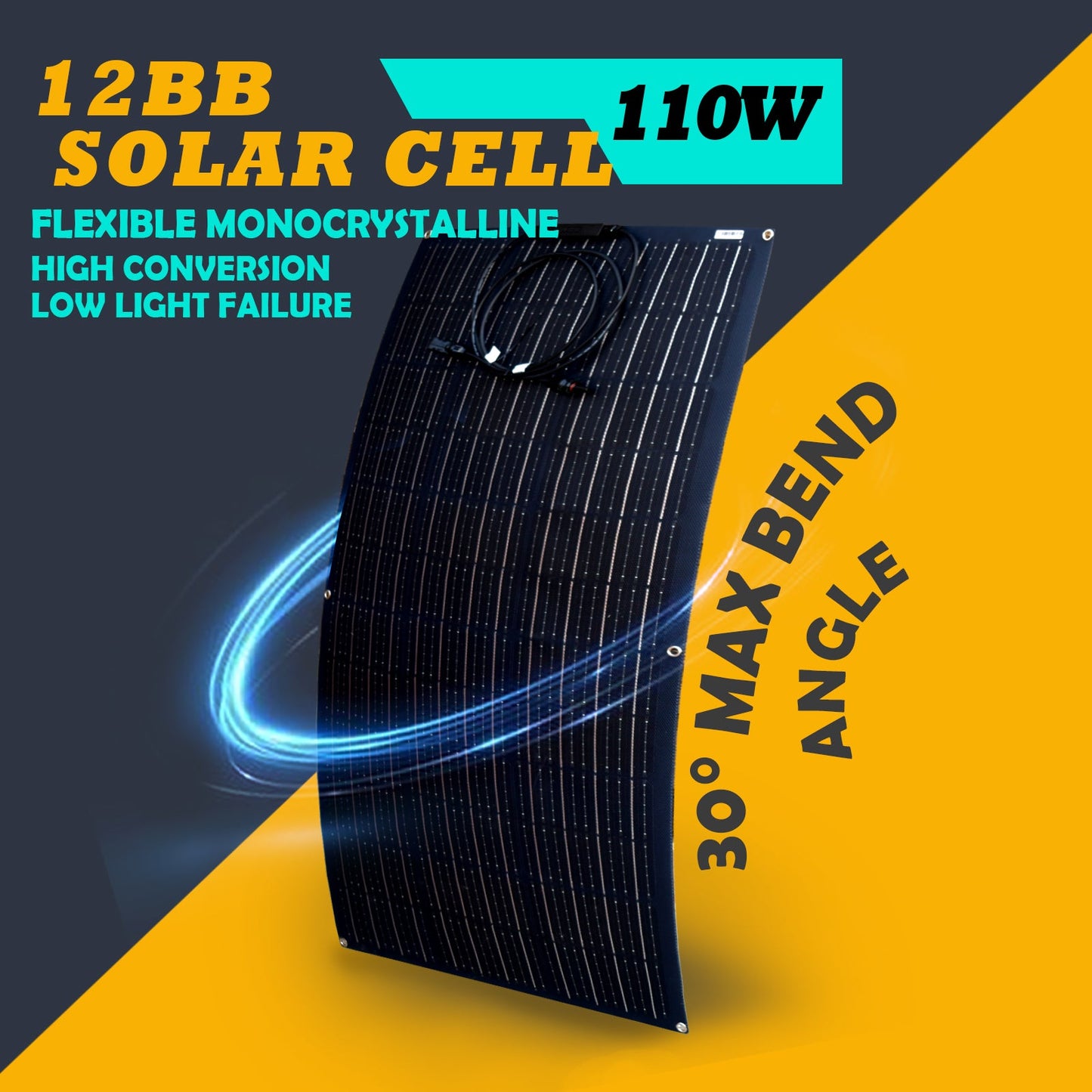 100W/200W/300W/400W ETFE Flexible Solar Panel,32 Cells,21.8% Efficien