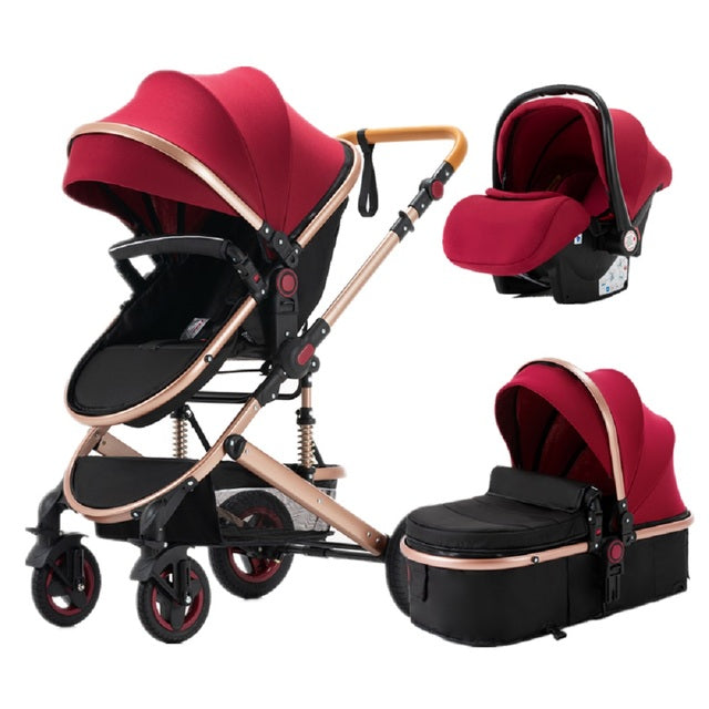 Poussette bébé, Yazoco, 530GP, luxe 3 en 1, cadre en aluminium, rouge