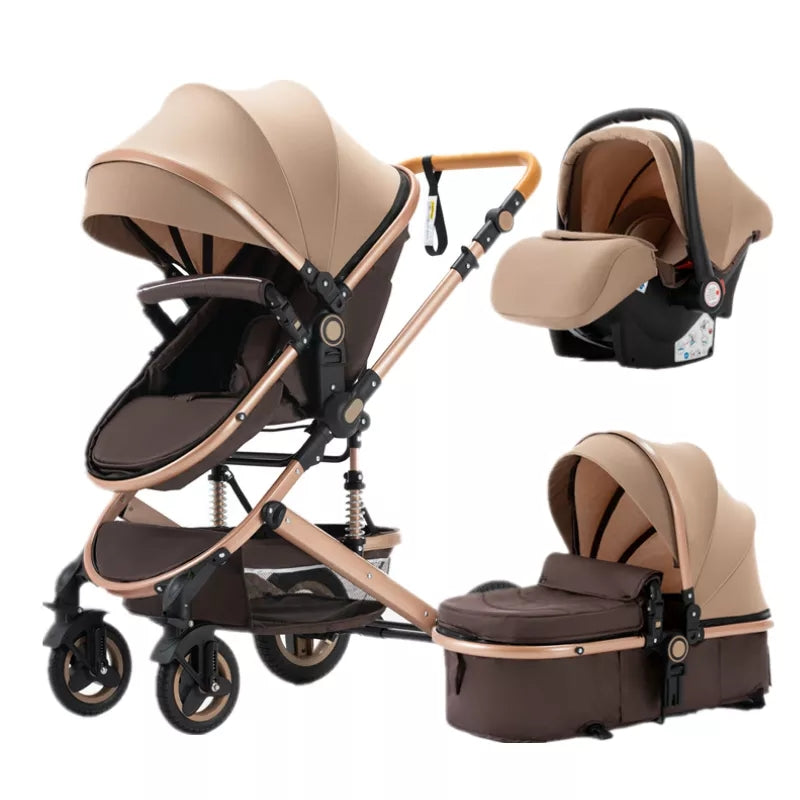 Poussette bébé, Yazoco, 530GP, luxe 3 en 1, cadre en aluminium noir, kaki