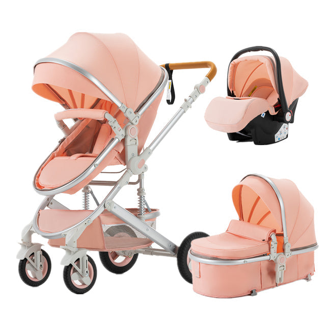 Poussette bébé, Yazoco, 530GP, luxe 3 en 1, cadre en aluminium, rose