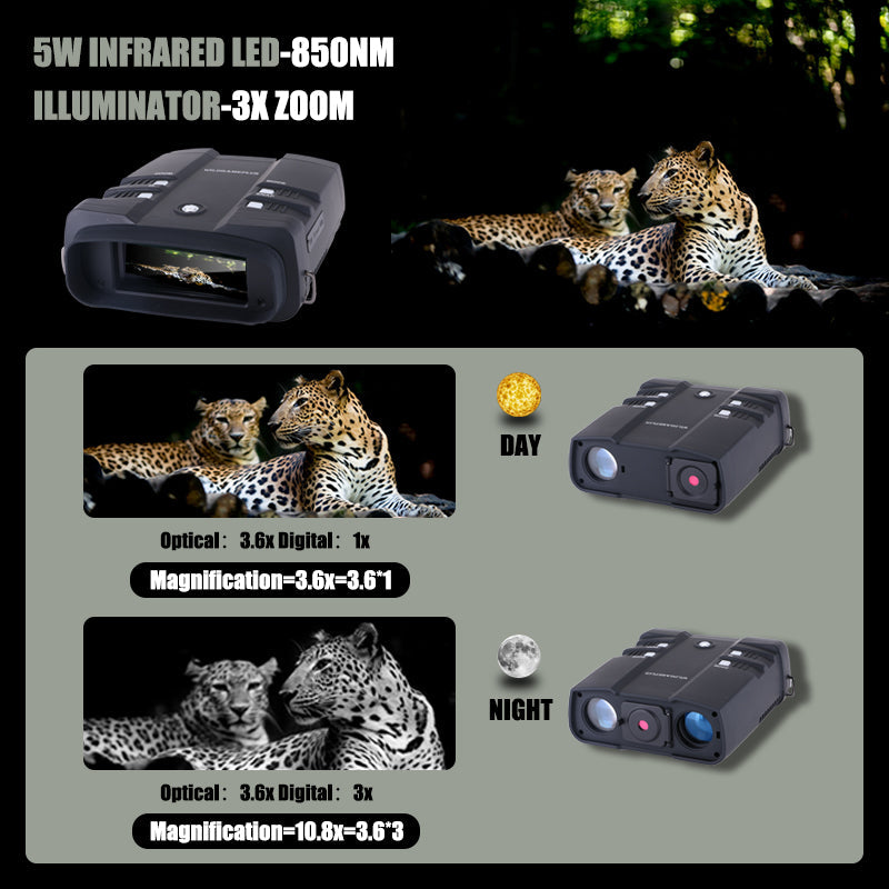 Night Vision Binoculars HD 1080P Zoom Infrared Telescope 3.6-10.8 for Sports & Hiking