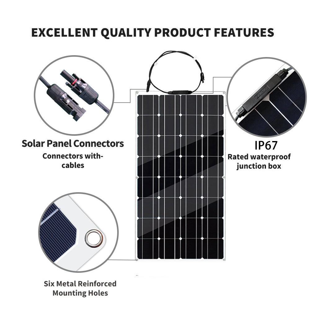 300W 12V Monocrystalline Kit 200W 100W Flexible Lightweight Solar Panel