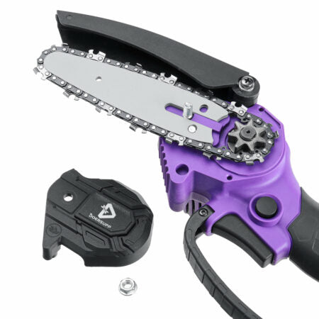 Electric Chainsaw, Meterk, 21V, 20 cm, Cordless, 2 Batterys SET1, Purple