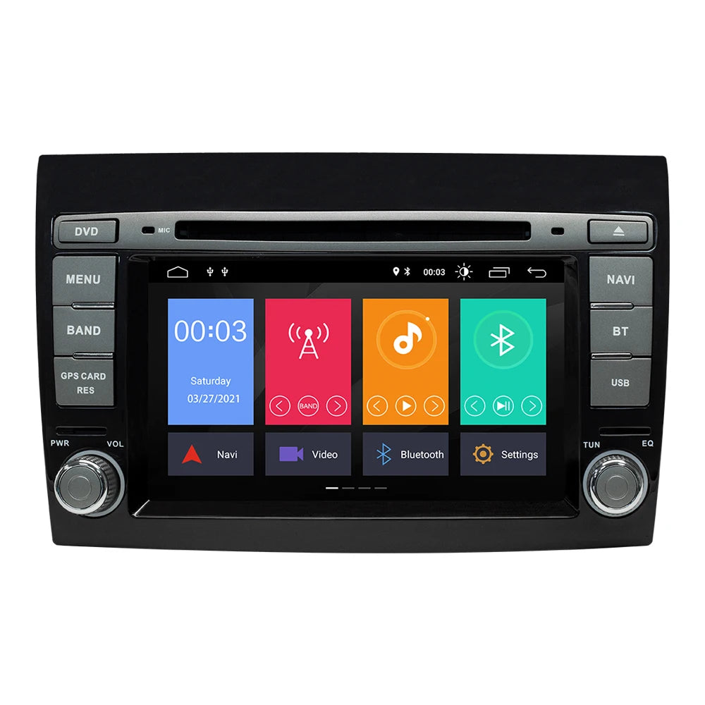 Wireless Speakers, , Android 12 2 Din Car DVD Player Fiat Bravo GPS Navigation Auto Radio DSP IPS 4GB 64GB OBD2 Cam, Black, Universal Size