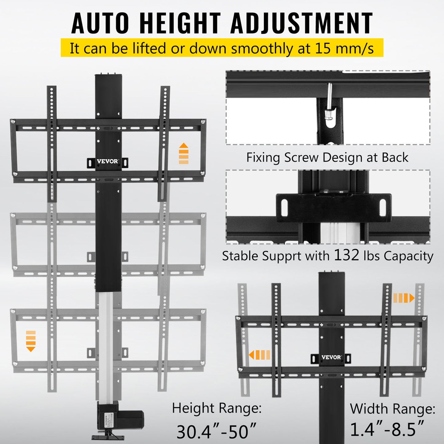 Motorized TV Lift with Remote Control DC Motor, 500-1000mm Stroke, Plasma LCD Mount Bracket