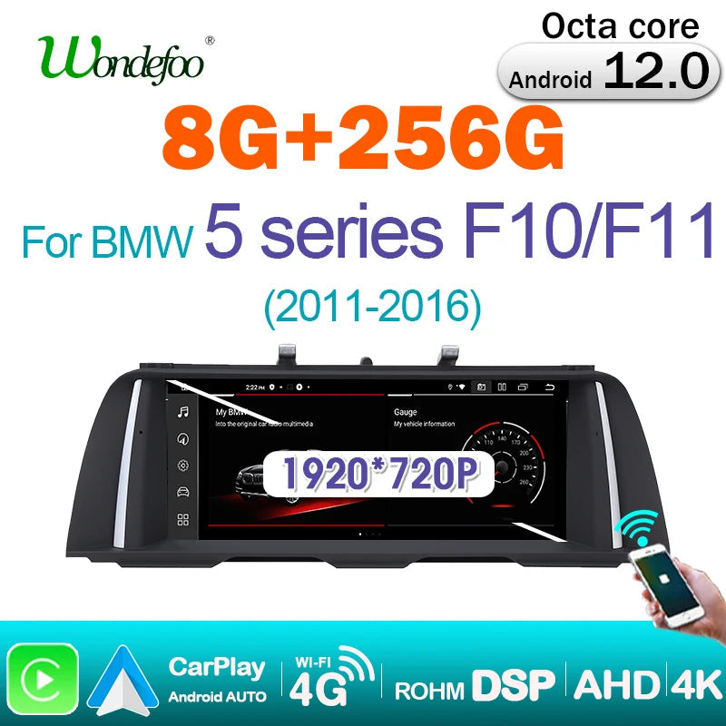 Wireless Speakers, , Android 12.0 Car Radios GPS, 12.5" 1920*720P Screen, BMW 5 Series F10 F11 2011-2016, Carplay Auto Stereo, Bluetooth 4G LTE, HPL-CIC-4G64G