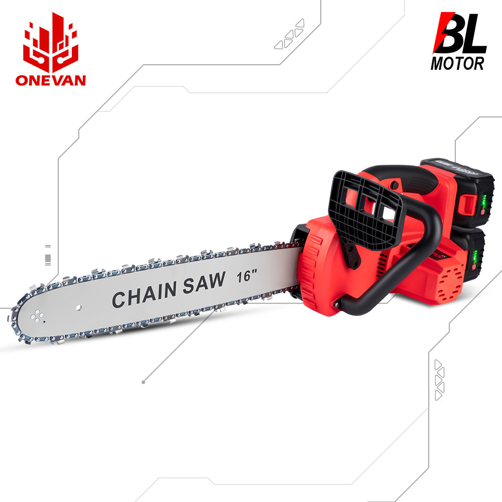 Cordless Electric Saw Chainsaw, 16 inches, 7980W, 18V, 2 Battery US Plug, Red