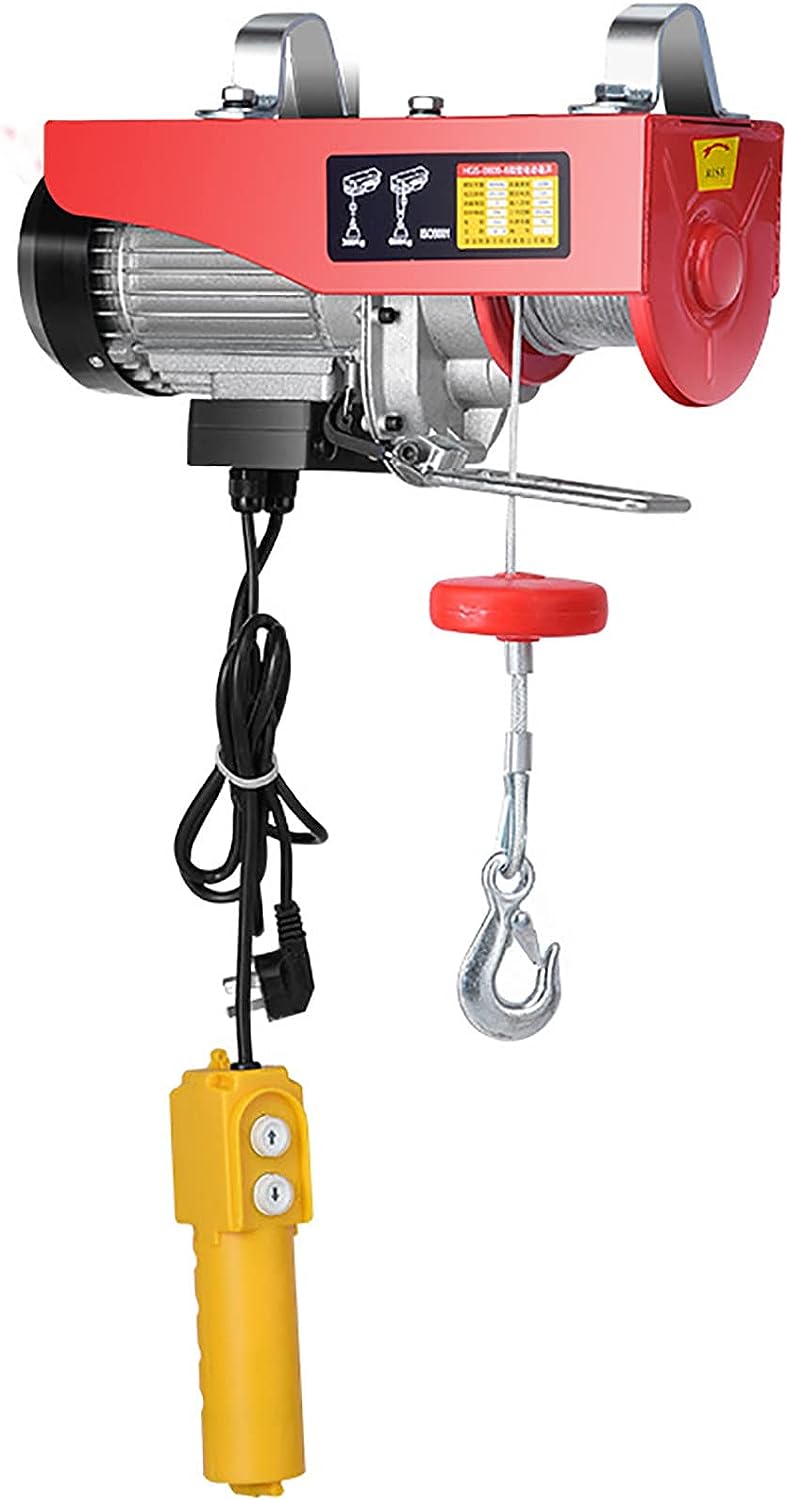 Electric Hoist Crane Winch, Remote Control, 250kg, Red