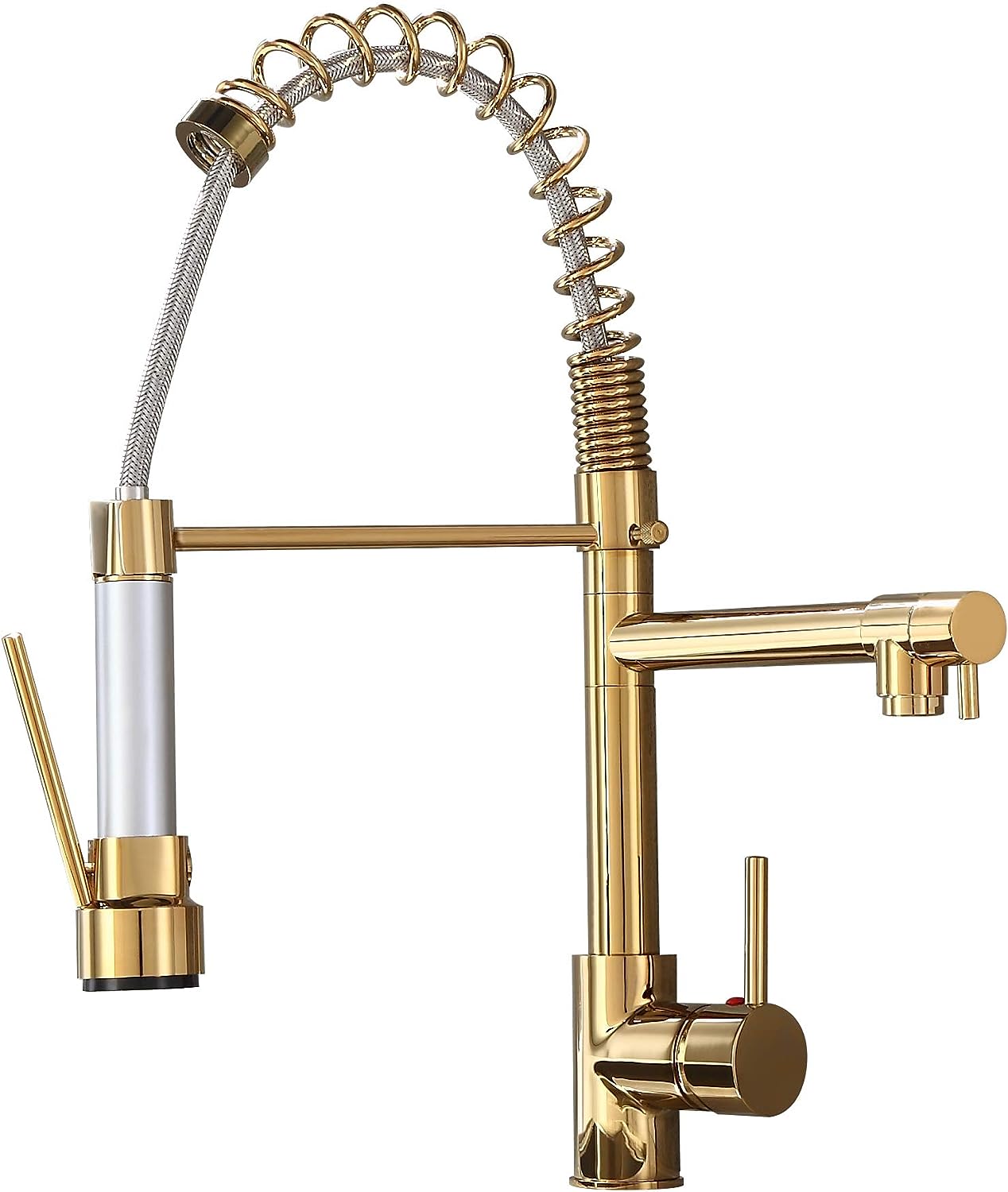 Faucet, Uythner, Chrome Brass, Dual Swivel Spouts, Gold L