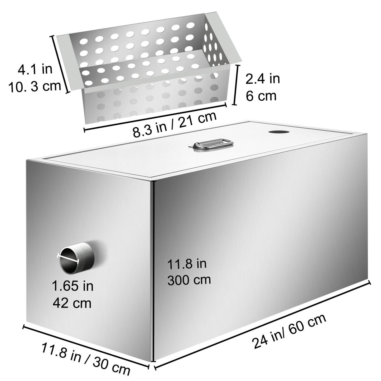 Stainless Steel Grease Trap with Fractional Filtration - 25LB