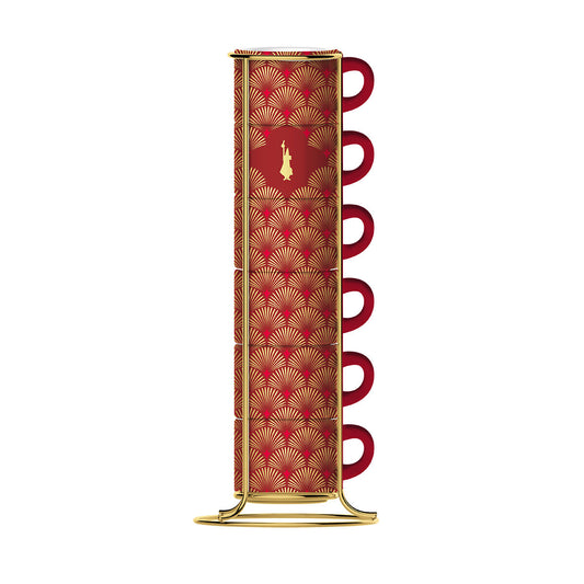 Set de 6 Căni de Cafea Bialetti Deco Glamour Roșu Porțelan 90 ml