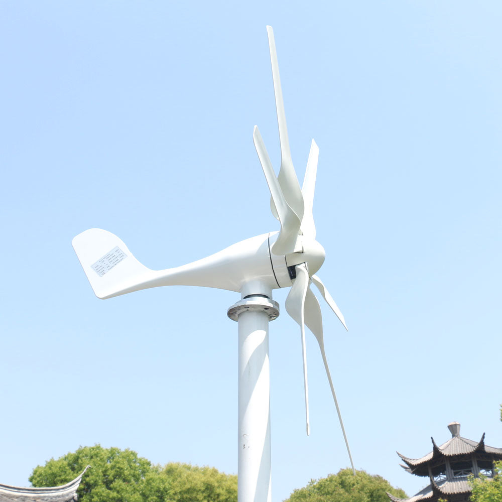 Wind Turbine, Fltxny, 800W, 6 Blades, 24V, With MPPT Controller, White