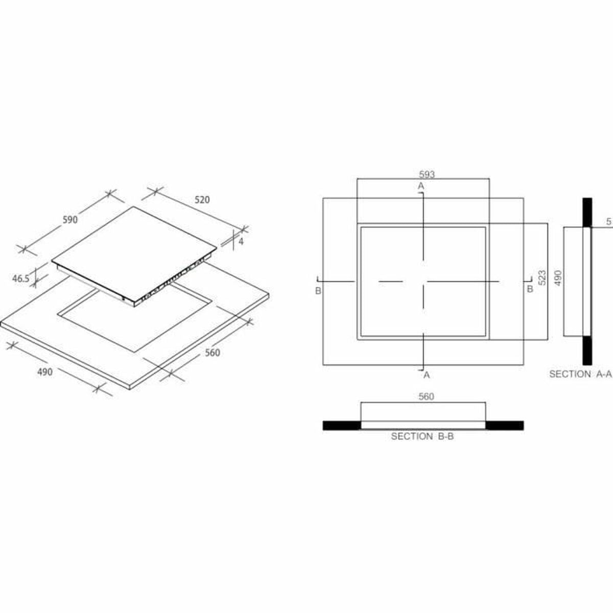 Glass-Ceramic Hob Rosieres ROCTH64CT/2 6500 W 60 cm