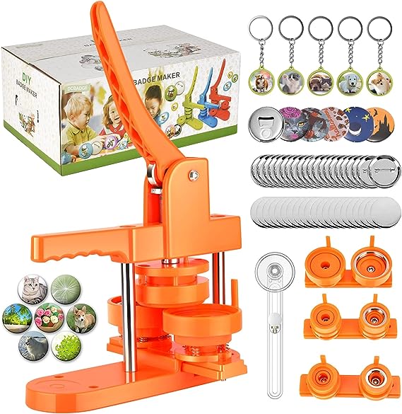 Machine à fabriquer des badges, moule 25,32,58mm, 300 pièces, coupe-cercle, Orange