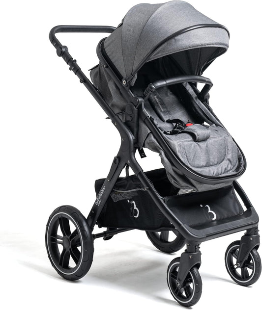 Baby Stroller, 3 in 1, Portable, 4 Wheel, Multifunctional, Grey