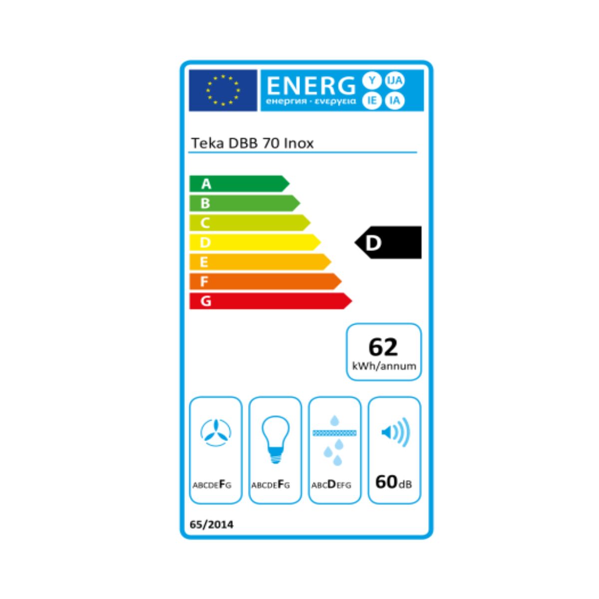 Hotă Convențională Teka DBB 70 cm 380 m3/h 60 dB 195 W Oțel