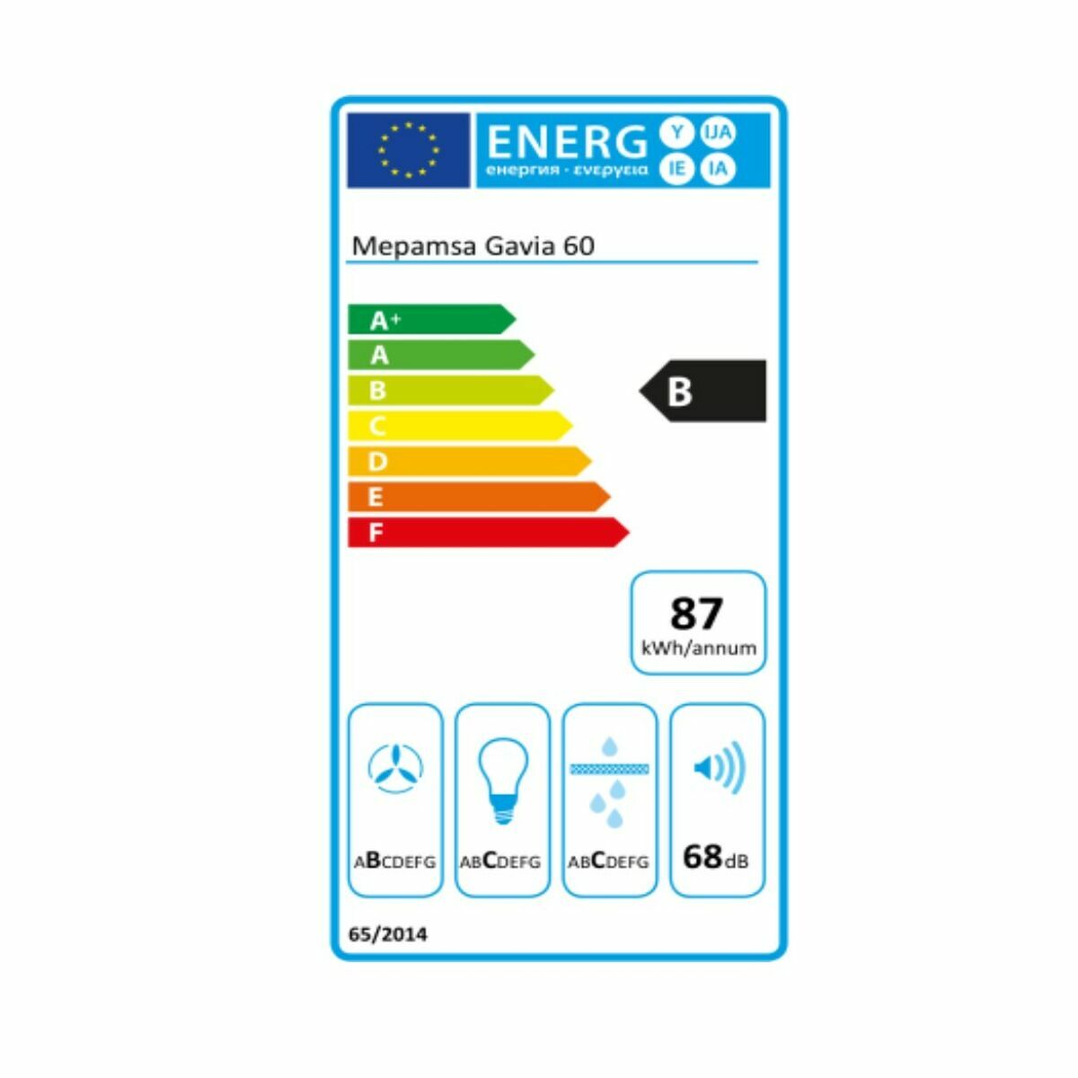 Hotă Convențională Mepamsa 60 cm 740 m3/h 53 dB 250W Gri Oțel B