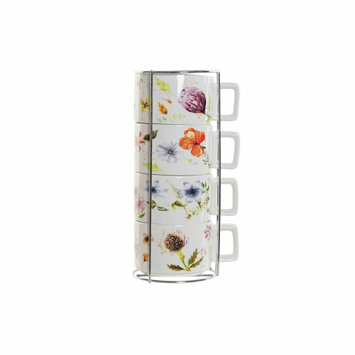 Set de Căni de Cafea DKD Home Decor Multicolor Metal Dolomite 260 ml (4 Piese)